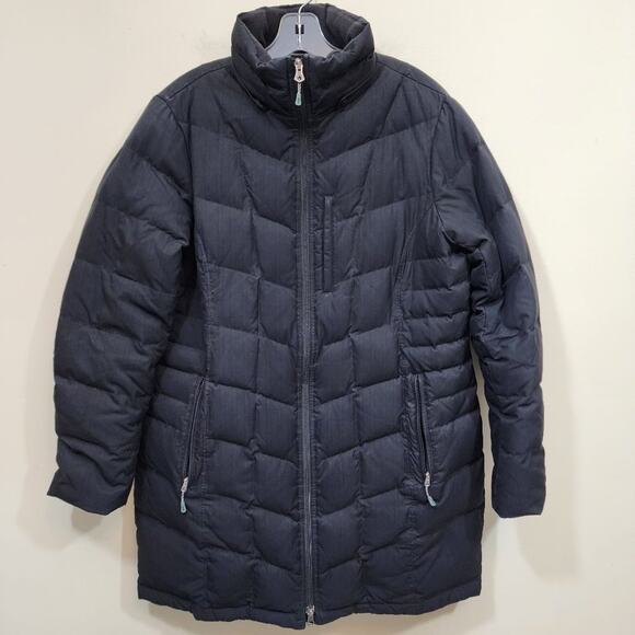 Lands' End black woman's down puffer winter coat mid thigh length size large - Picture 1 of 10
